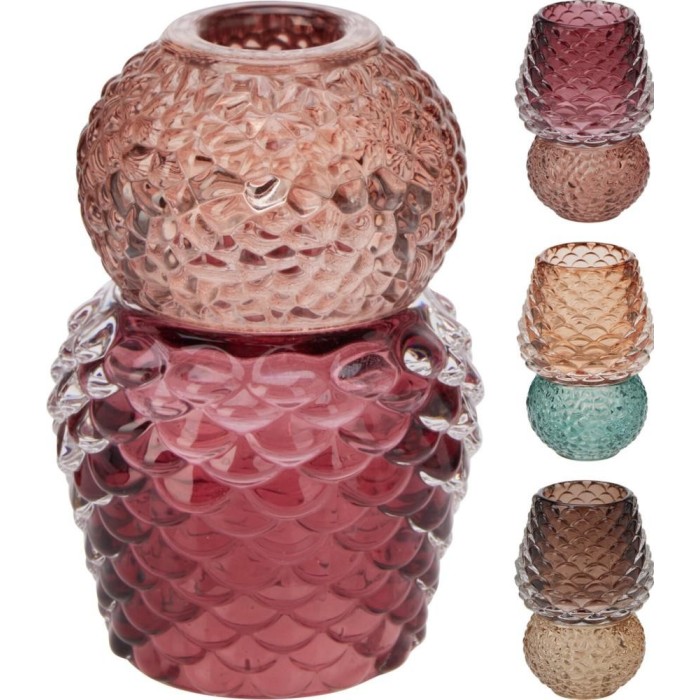 CANDELIERE VETRO 11CM 3ASS